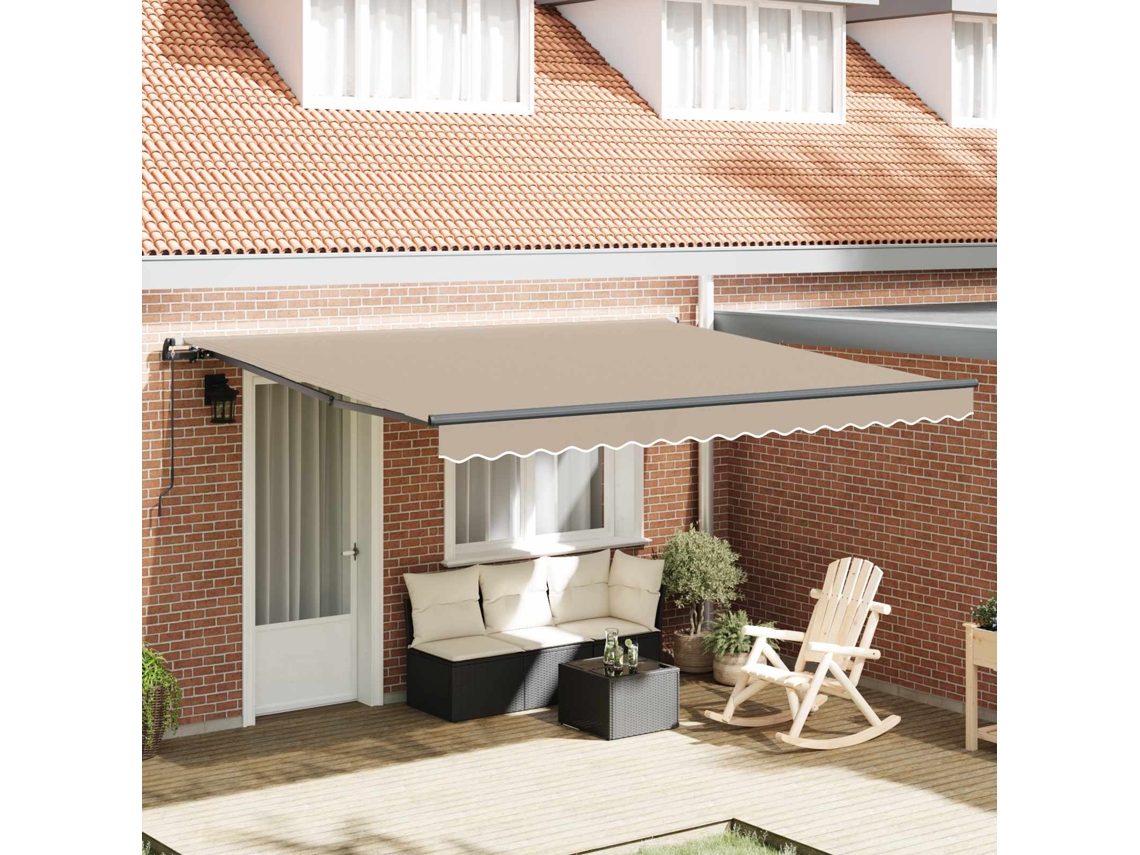 Vidaxl Toldo Retrátil Bege 400 × 350 Cm Poliéster E Alumínio