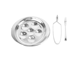 Set de Utensílios de Cozinha para Caracóis Placa de Aço Inoxidável com Garfo e Pinça Ideal para Restaurante e Lar M