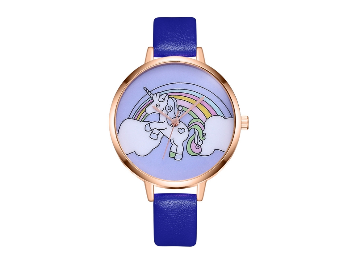 Relógio Analógico Feminino Simples de Quartzo com Pulseira de Couro Pu Slim (azul)