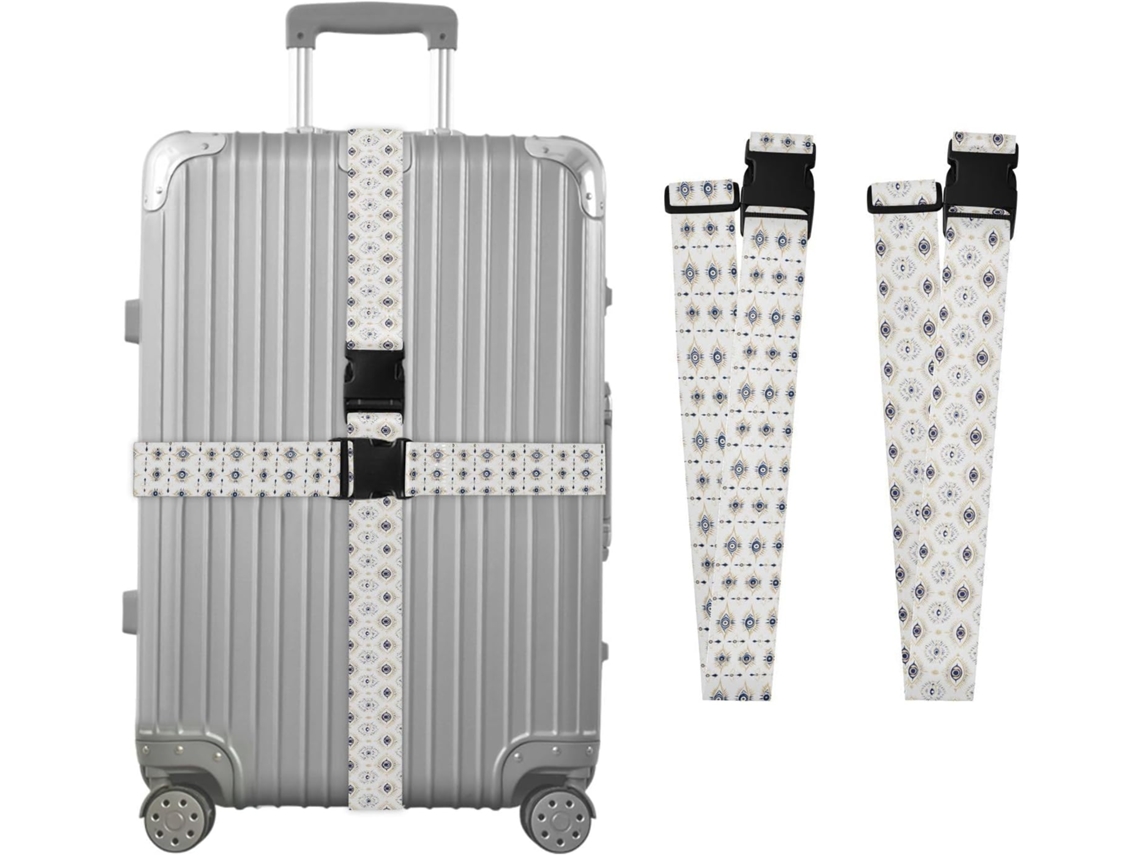 Conjunto De 2 Cintas Para Bagagem Azul Olho Grego Mágico Duráveis Ajustáveis Manter Sua Mala Segura Acessórios Viagem