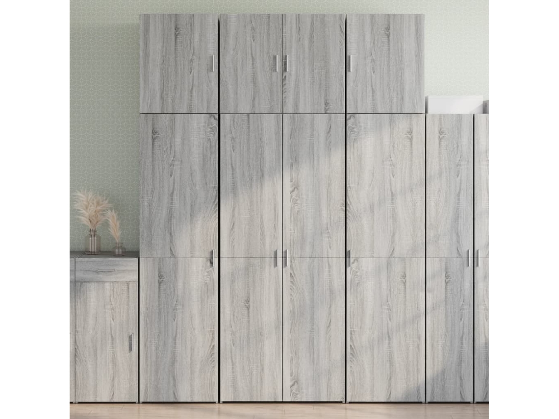 Vidaxl Armário Alto 80x42,5x249 Cm Derivados De Madeira Cinza Sonoma