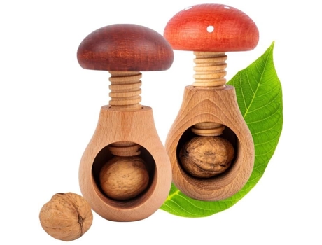 Conjunto criativo para casa de 2 quebra-nozes Quebra-nozes de madeira | Moedor Manual para Cozinha | 10 x 6 cm | Naturais | Mecanismo de parafuso