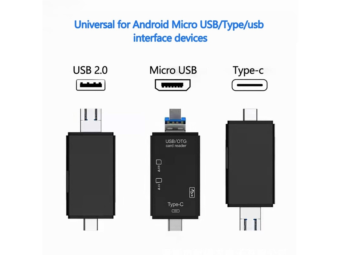 Adaptador Leitor De Cartões Sd/micro Sd Sd Usb C 6 Em 1 Micro Usb Otg Adaptador De Memória Para Tf Sdxc Sdhc Ms Mmc Msxc*