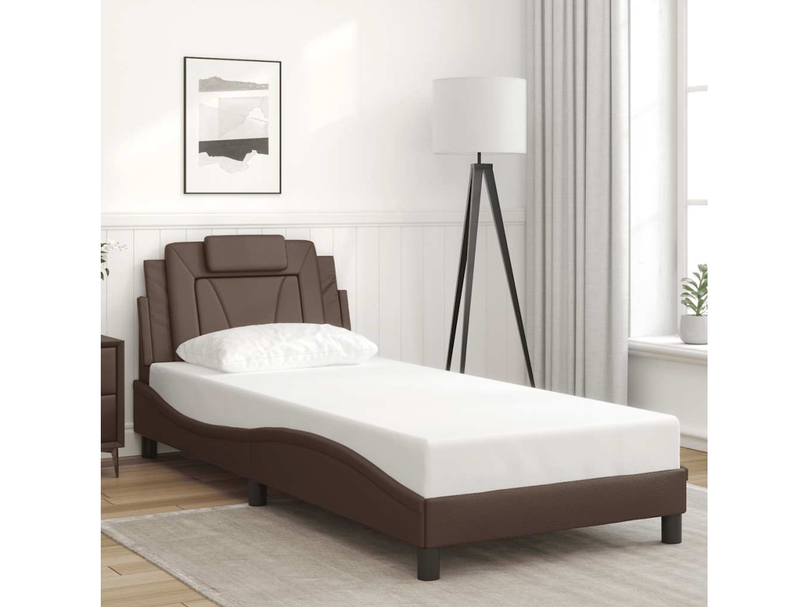 Vidaxl Estrutura De Cama Viana Sem Colchão Couro Artificial 80x200 Cm Castanho
