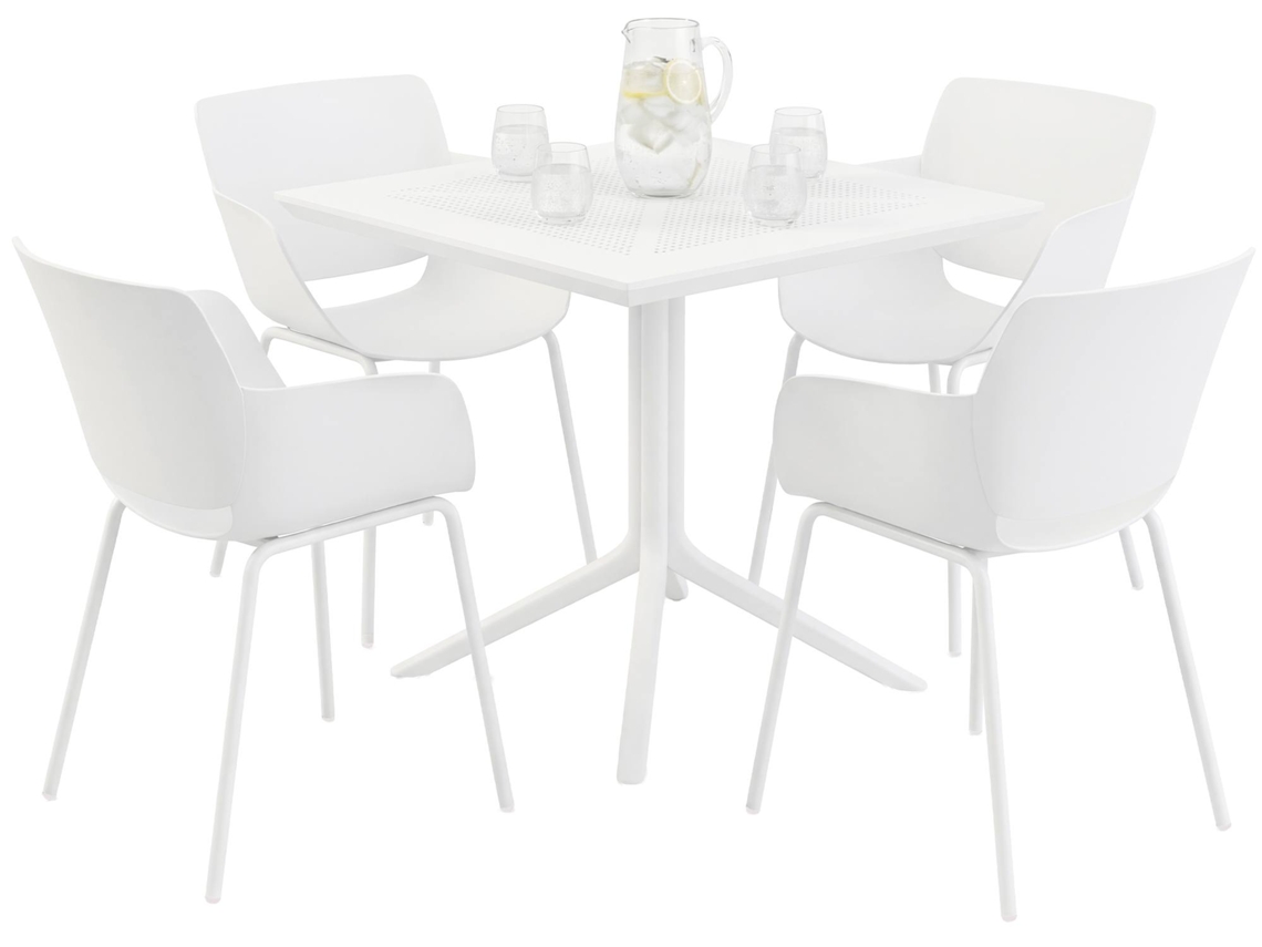 Conjunto De Jardim Lirra Com 4 Cadeiras Branco