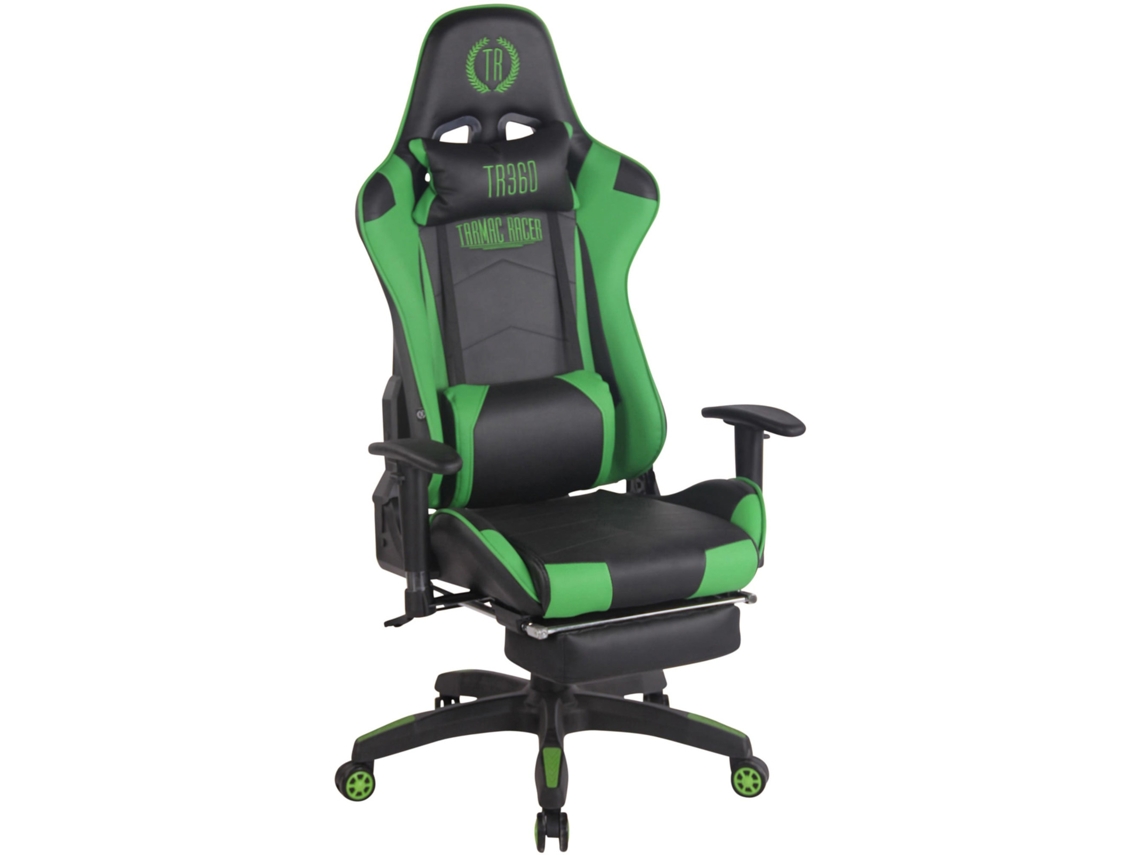 Cadeira de Escritório para Jogos Turbo Xl com Apoio para Os Pés Schwarz/Grün/Couro Sintético CLP