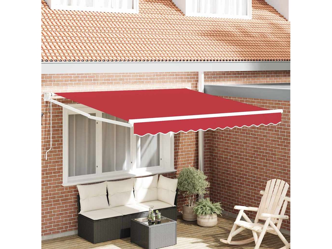 Vidaxl Toldo Retrátil Vermelho 300 X 250 X 165 Cm Poliéster E Metal