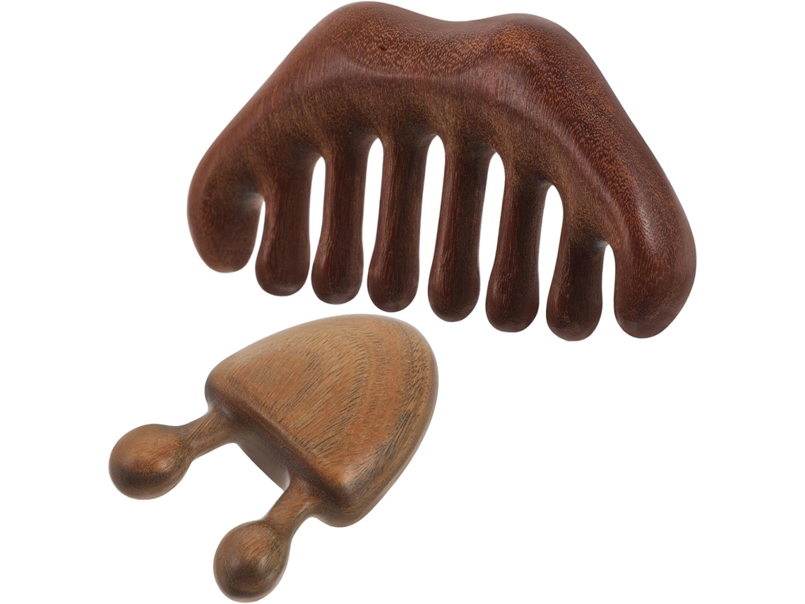Pente De Massagem Em Madeira Natural Com Dentes Largos, Design Confortável, Ferramenta Facial
