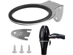 Suporte De Parede Para Secador Cabelo, Organizador Banheiro, Cabide Aço Inoxidável Cabelo - Preto