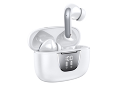 Fones Bluetooth 76h IPX7 tela LED esportivos leves com toque fácil Branco JIAPEI