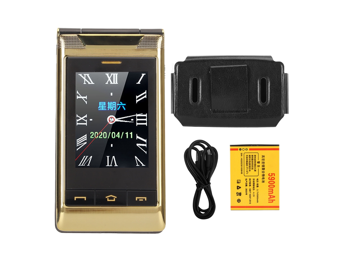 Mali telefone Flip para Idosos com Botões Grandes Tela Dual Hd Bateria 5900mah Dual Chip Ouro 3.0 Polegadas
