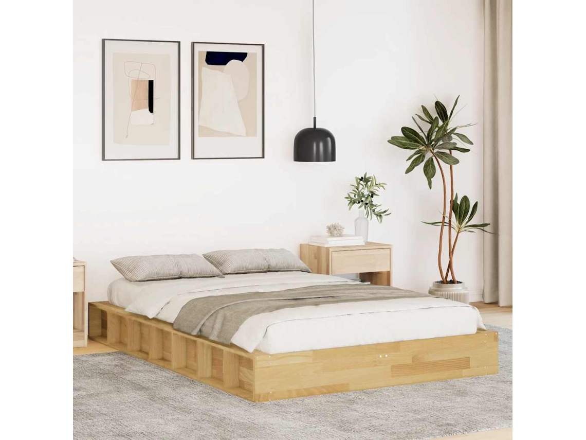 Vidaxl Estrutura De Cama Sem Colchão 120x190 Cm Madeira De Carvalho