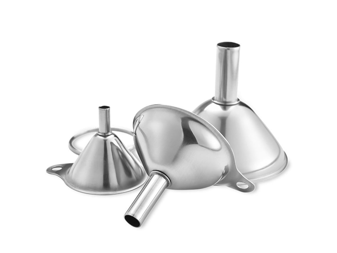 Conjunto de 3 Funis de Aço Inoxidável para Encher Pequenas Garrafas S/MARCA