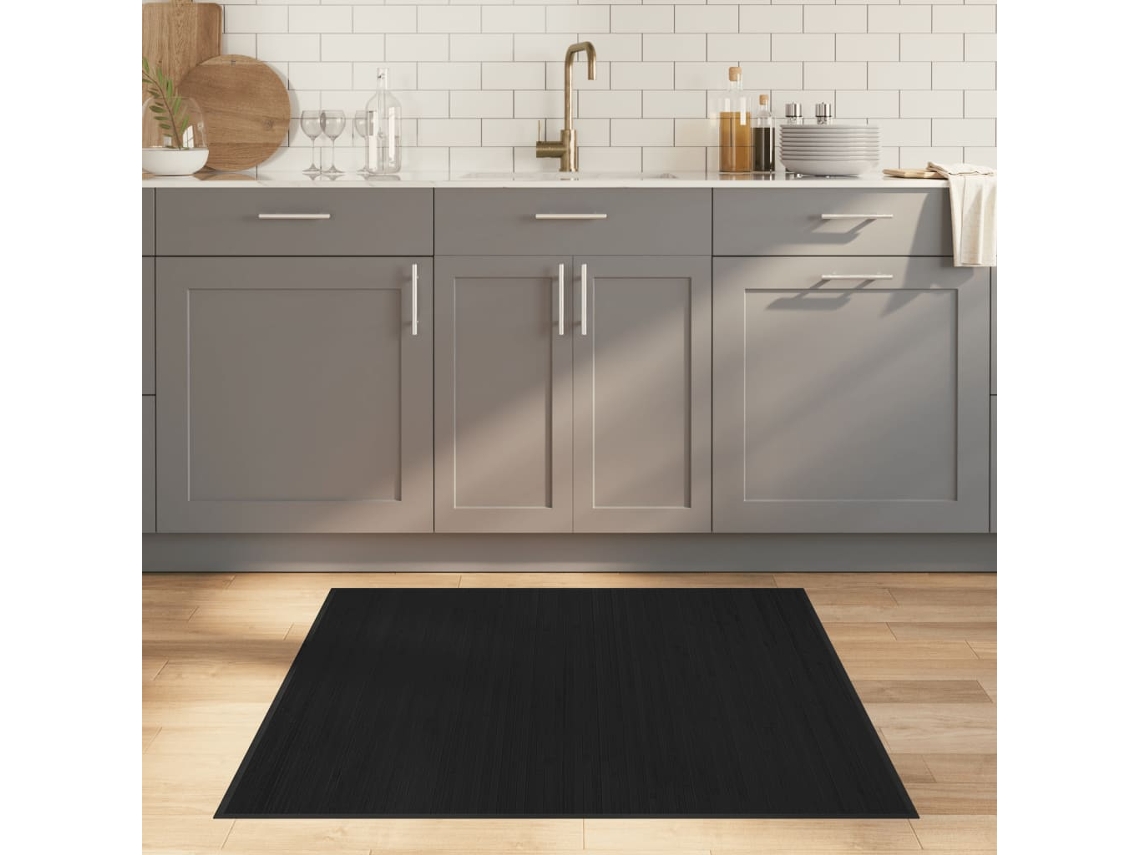 Vidaxl Tapete Quadrado 100x100 Cm Bambu Preto