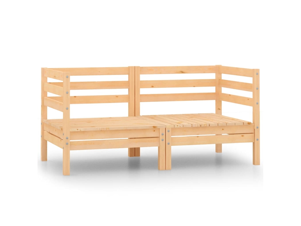 Vidaxl Sofás De Canto Para Jardim 2 Pcs Madeira De Pinho Maciça