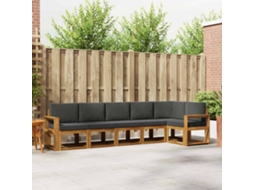 Vidaxl Conjunto De Sofás Para Exterior 6 Unid. Natural E Antracite
