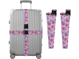 Conjunto De 2 Cintas Bagagem Personalizáveis Com Fivelas E Laço Rosa Para Malas
