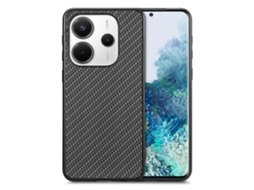 Capa Traseira Preta Para Xiaomi Redmi Note 14 4g (163,25 X 76,55 X 8,16 Mm) Com Textura De Fibra De Carbono Pupctpu
