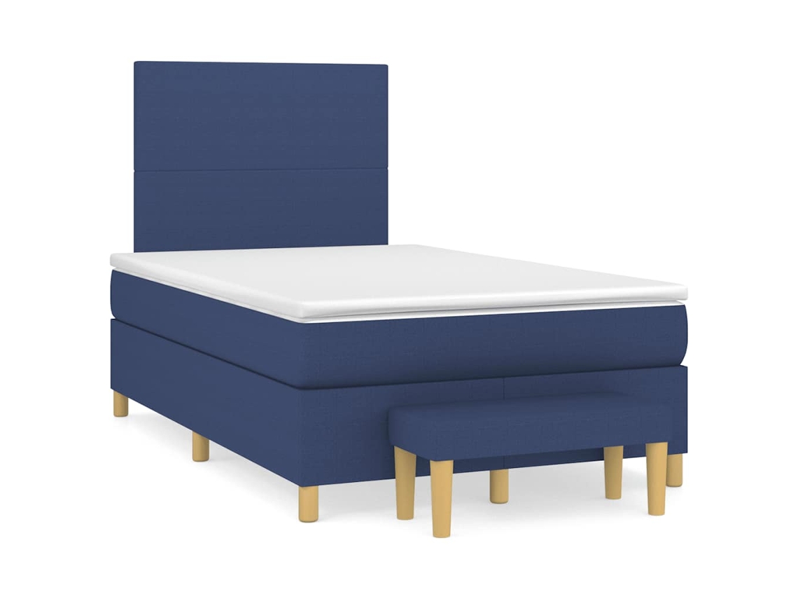 Vidaxl Cama Boxspring Com Colchão 120x190 Cm Tecido Azul