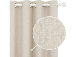 2 Peças Cortinas Blackout De Linho Imitação Öljett Cortinas Isolantes Térmicas Para Sala De Estar Azul Cinza L132 X C160 Cm (cáqui Claro) Bege