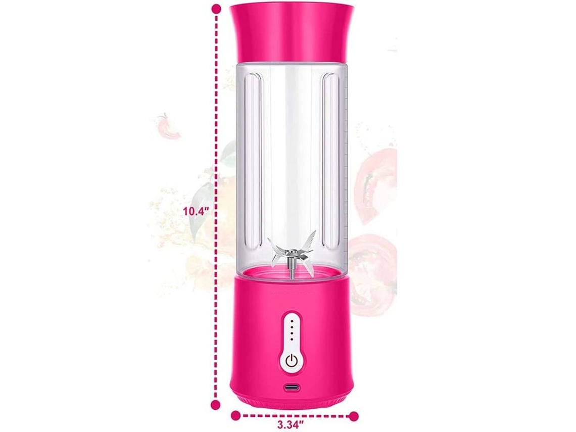Lurelia Liquidificador Portátil Recarregável Usb, 500ml, Aço Inoxidável, Para Smoothies