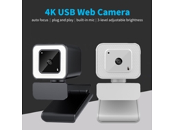 Webcam Usb 4k Ângulo Largo Auto Foco 3 Níveis De Brilho Microfone Com Cancelamento De Ruído Branco