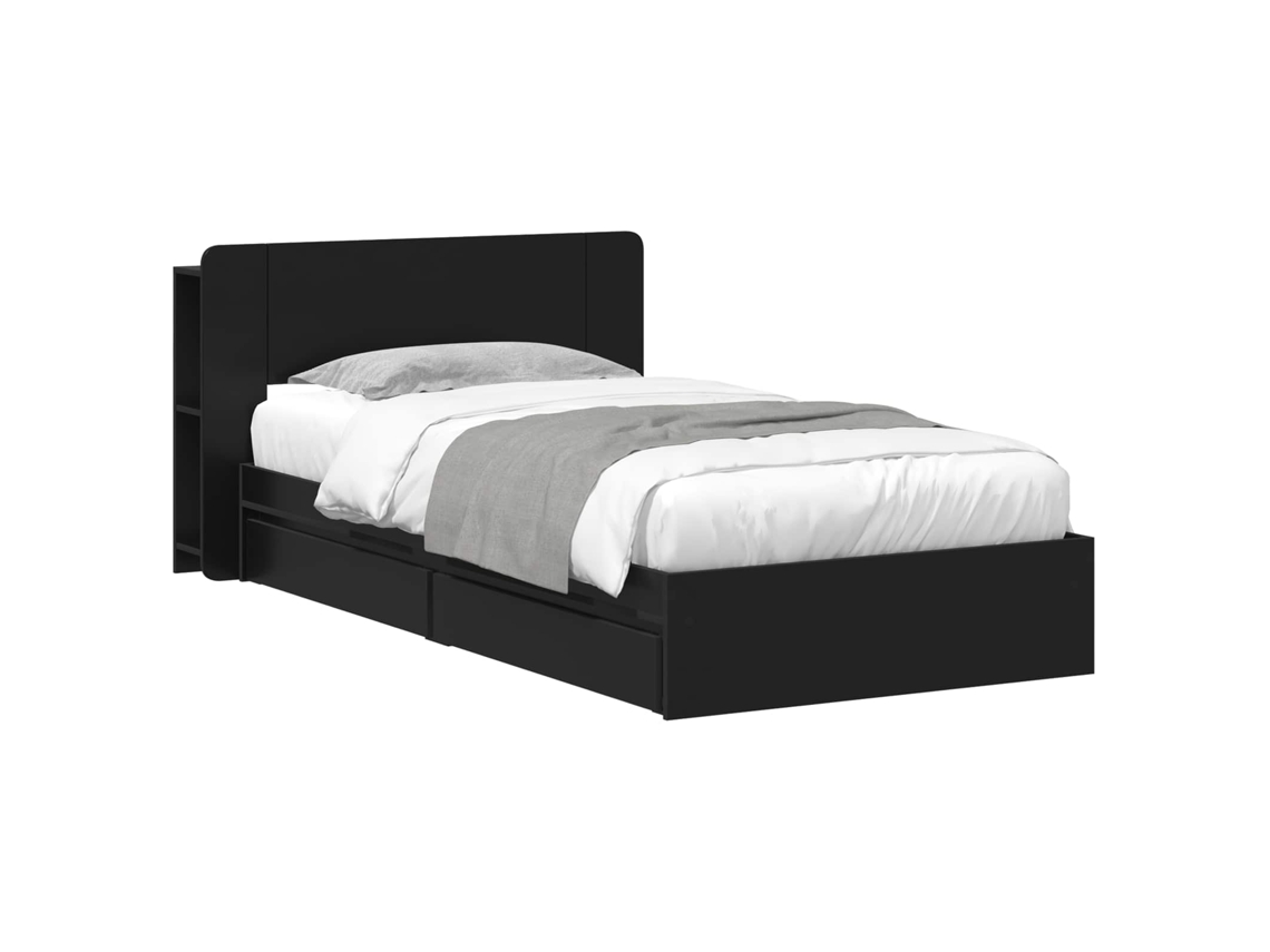Vidaxl Estrutura de Cama com Armazenamento Preto 90 X 190 Cm