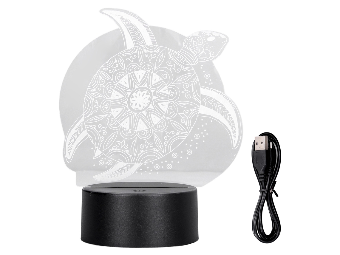 Lâmpada LED 3D de tartaruga marinha com toque de 7 cores e USB, ideal como presente para crianças