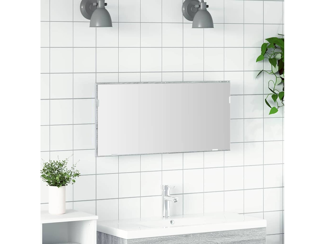Vidaxl Espelho Cinza Alto Sonoma 80 X 37 Cm Vidro E Madeira Engenharia