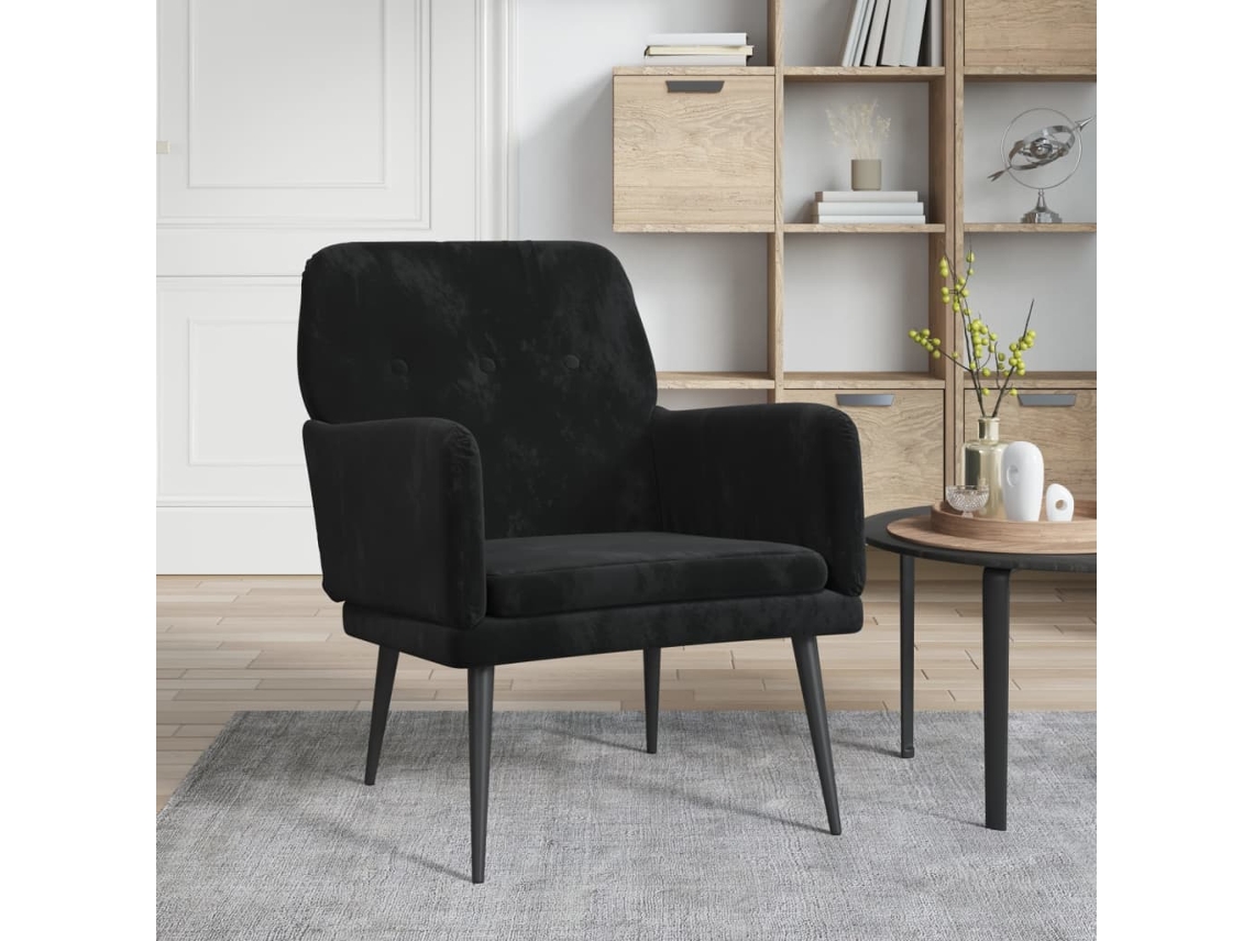 Vidaxl Cadeira C/ Apoio De Braços 62x79x79 Cm Veludo Preto