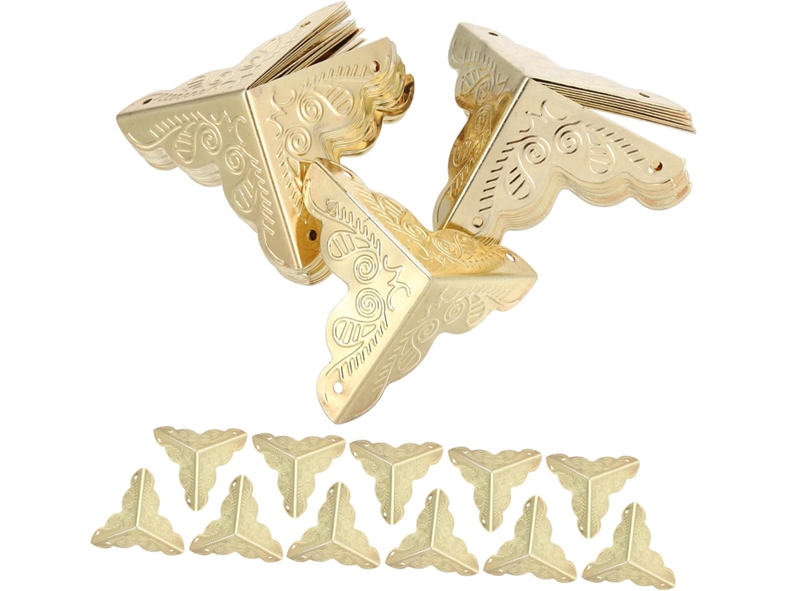 Popetpop 50 Peças Protetores De Canto Metal Vintage Para Caixas Madeira, Estilo Antigo Com Pregos, Adequados Para