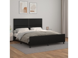 Vidaxl Estrutura De Cama C/ Cabeceira 180x200cm Couro Artificial Preto