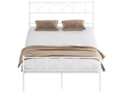 Estrutura da Cama 140x190 Cm com Cabeceira de Suporte de Ripas de Aço Sob a Cama Ge