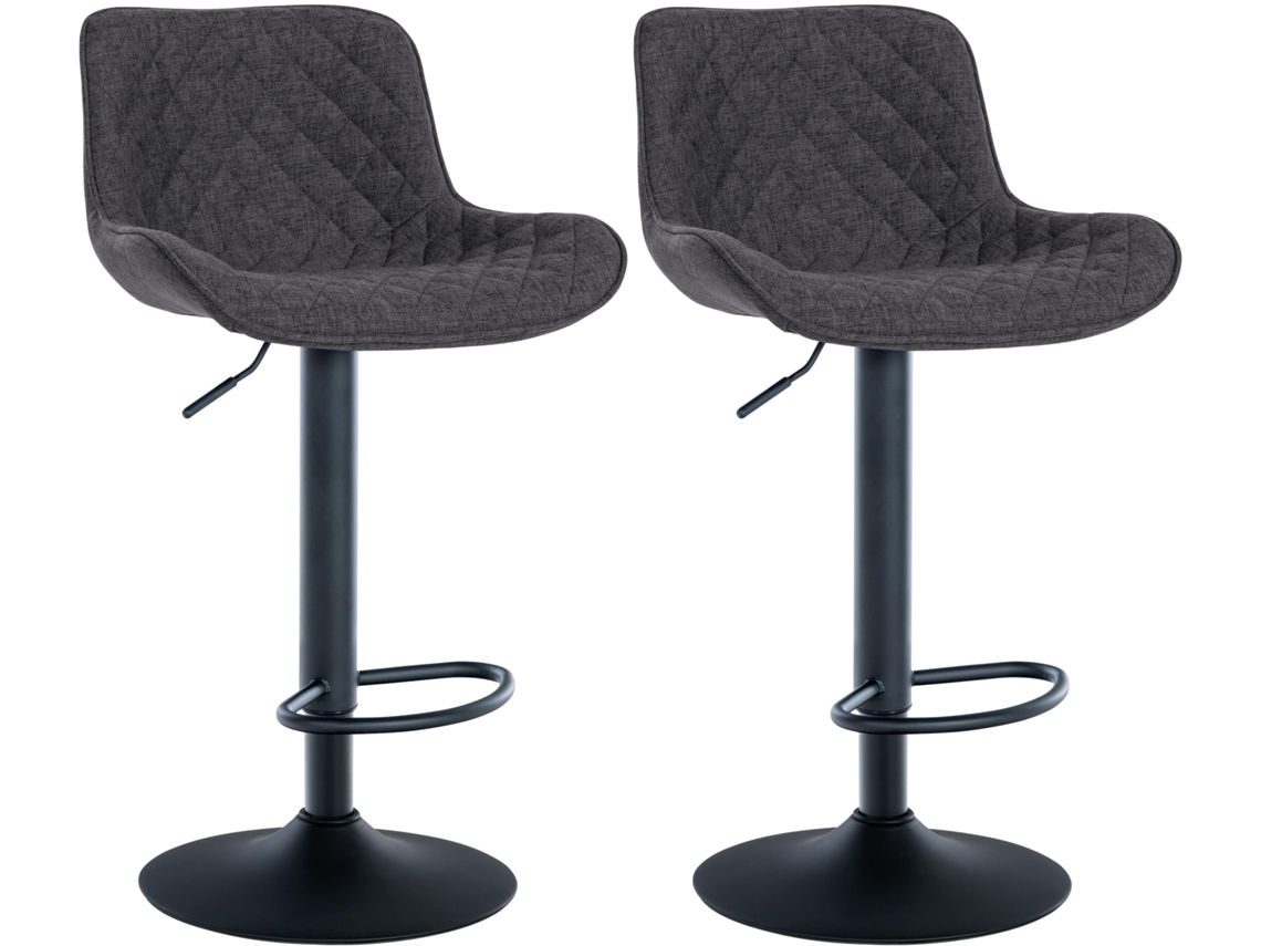 Conjunto de 2 bancos de bar Minosa preto/tecido CLP