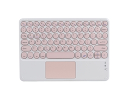 Teclado Bluetooth com painel táctil, ergonômico, conexão estável, rosa, 10 polegadas