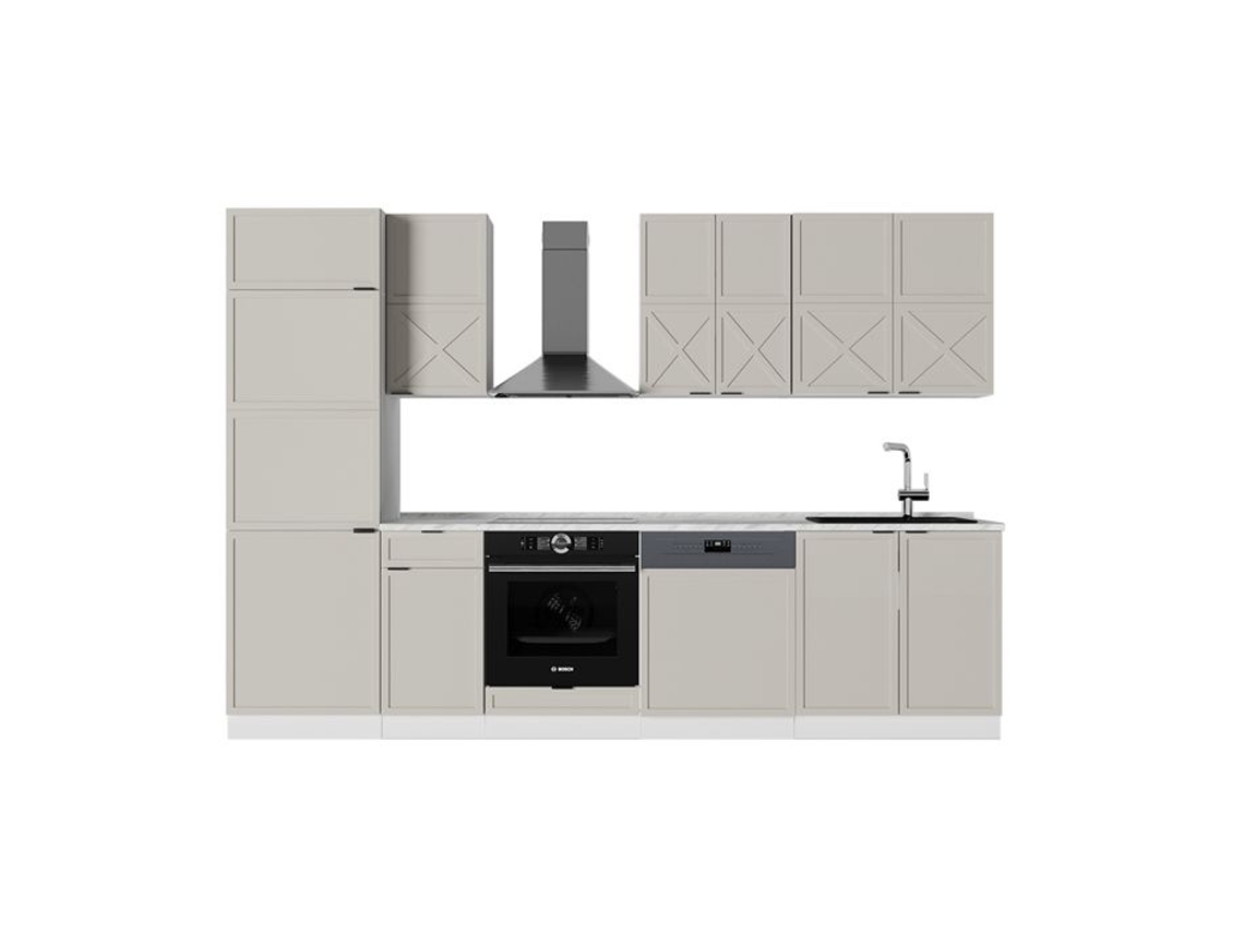 Cozinha Fame Line, 300cm, Pt Mármore, Grisbeige/branco, Branco, Vicco