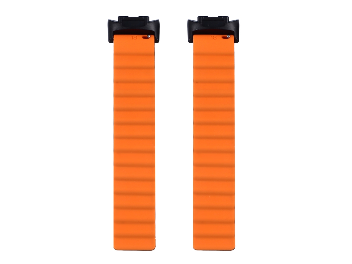 Pulseira De Relógio Magnética Em Silicone Preto E Laranja Ajustável
