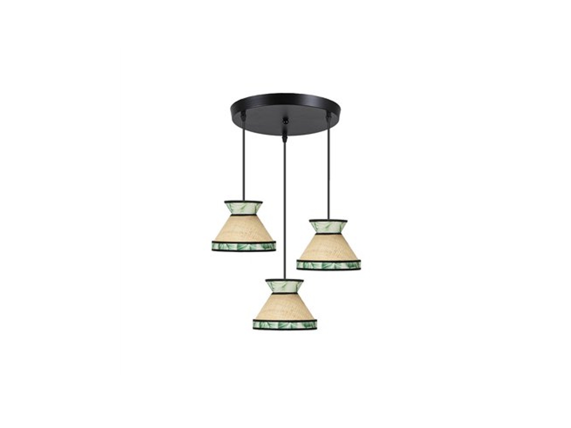 Luminária De Teto Constantinople, 3xe27, Altura Regulável , Bege E Verde Fabrilamp (lâmpadas Não Incluídas)
