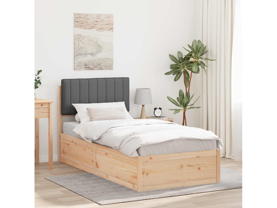 Vidaxl Estrutura De Cama Com Cabeceira Estofada Cinza Escuro