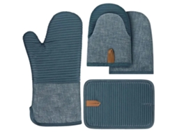Conjunto De 4 Luvas Forno Com Tapete Isolante Térmico, Silicone Antiderrapantes, Proteção Térmica Cozinha