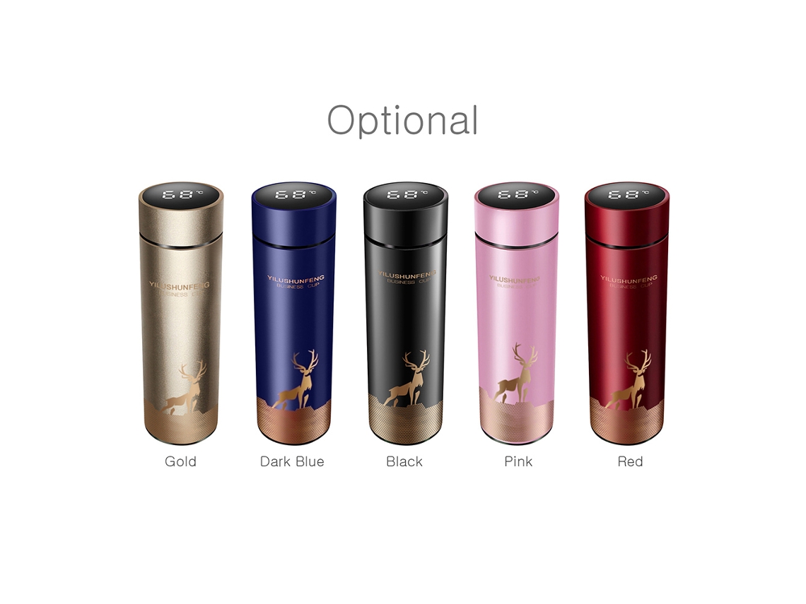 Garrafa térmica de 500ml com visor LCD inteligente, caneca de viagem à prova de vazamentos.