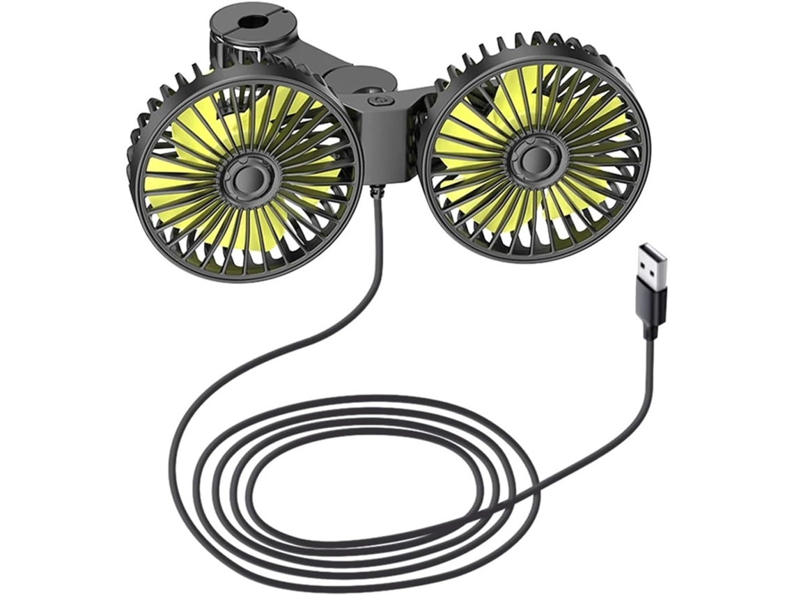 Ventilador De Carro Com Duas Cabeças, 12v, Ventilador De Resfriamento Para Encosto E Assento, Rotação De 360 Graus
