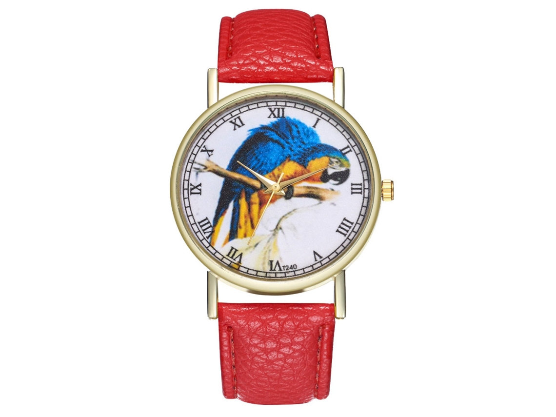 Reloj De Pareja Unisex Con Dial Redondo De Cuarzo Y Correa De Pu (rojo)