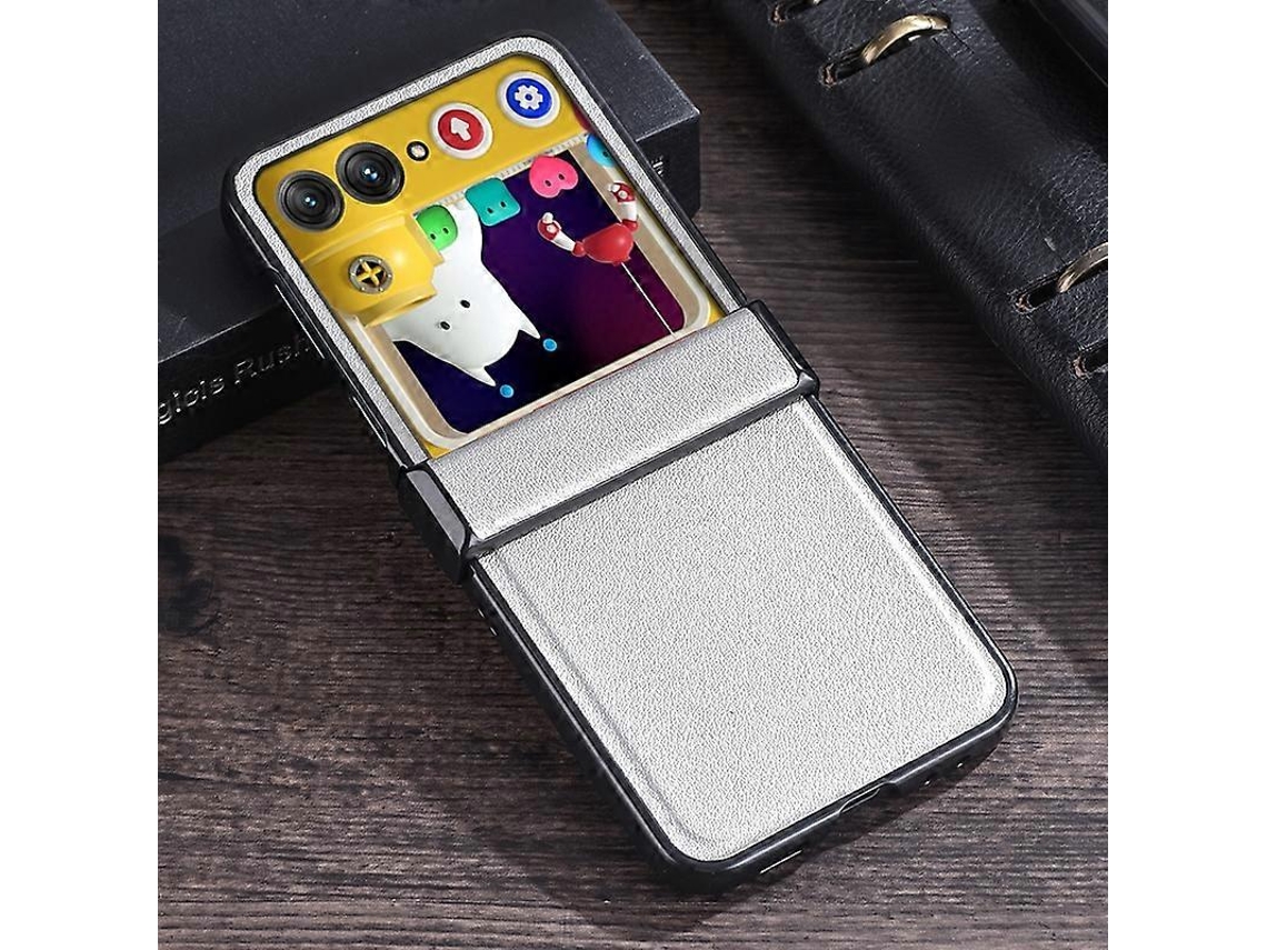 Capa Dobrável Em Três Estágios Com Textura De Couro Para Motorola Razr 50