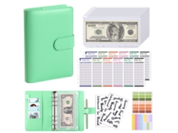 A6 Pu Leather Budget Cash Binder With Zipper Pockets, Macaron Green Cover, Includes 8-zipper Pockets, 12 A6 Cash Budget