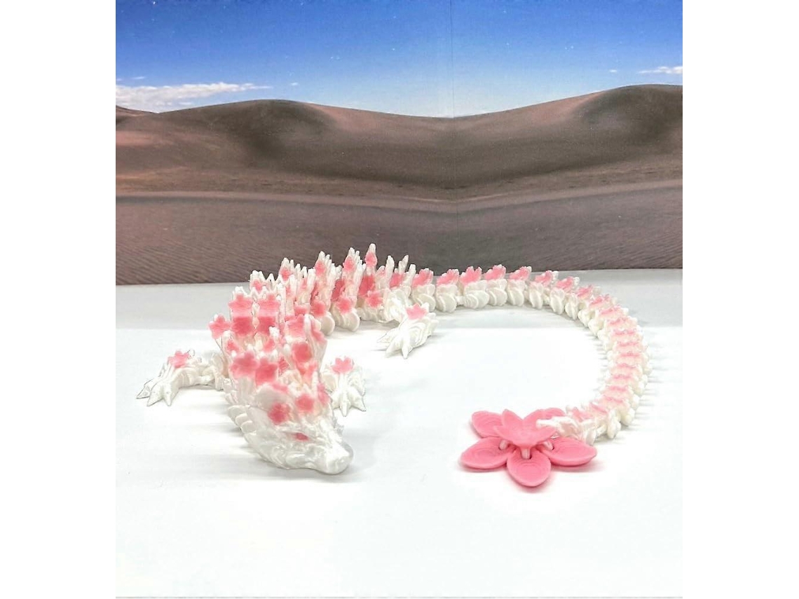 Dragão Articulado Impresso 3d,12 Polegadas,flor De Cerejeira,branco,rosa