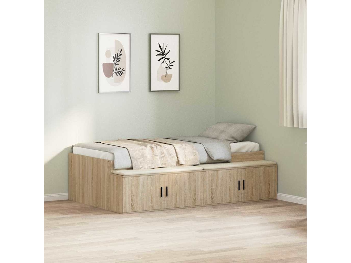 Vidaxl Estrutura Da Cama Com Gaveta Carvalho Sonoma 90 X 190 Cm