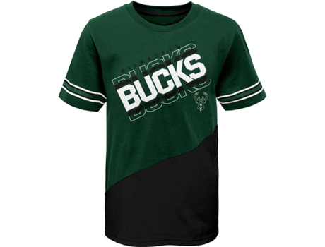 T-shirt para Criança OUTERSTUFF Milwaukee Bucks Preto, Branco, Verde para Basquetebol (4 anos)