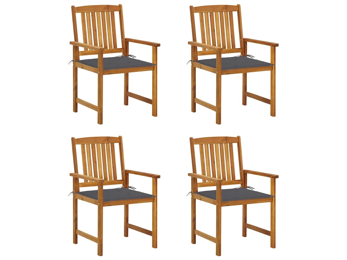 Vidaxl Cadeiras De Jardim C/ Almofadões 4 Pcs Madeira De Acácia Maciça