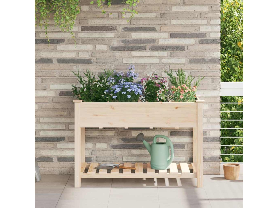Vidaxl Vaso De Jardim Bege 115 X 59 X 76,5 Cm Madeira De Fir Sólida